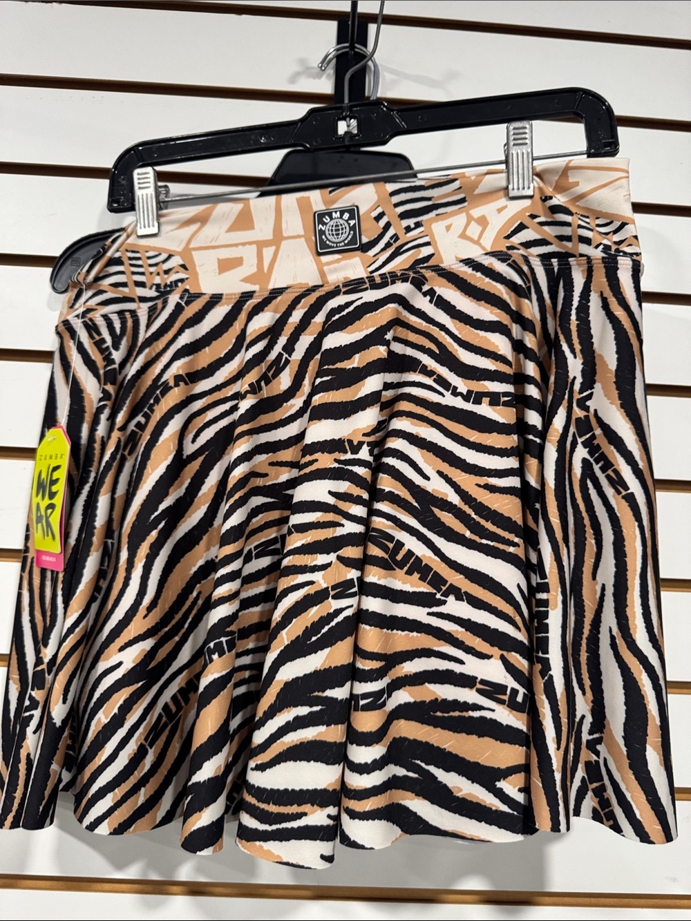 Zumba Fitness Tan/Black/White Zebra-Print Skater Skirt